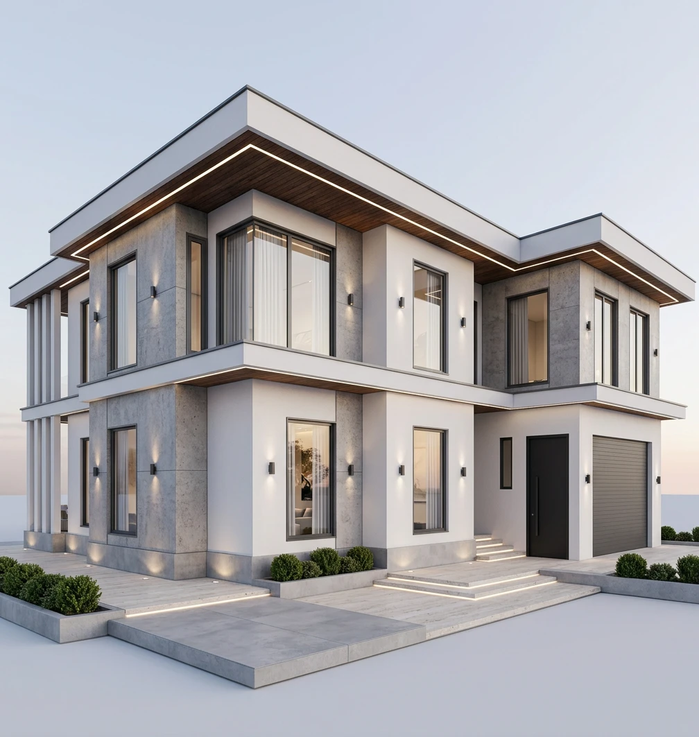 Дизайн фасада в стиле Минимализм — фото фасада от нейросети AI Facade
