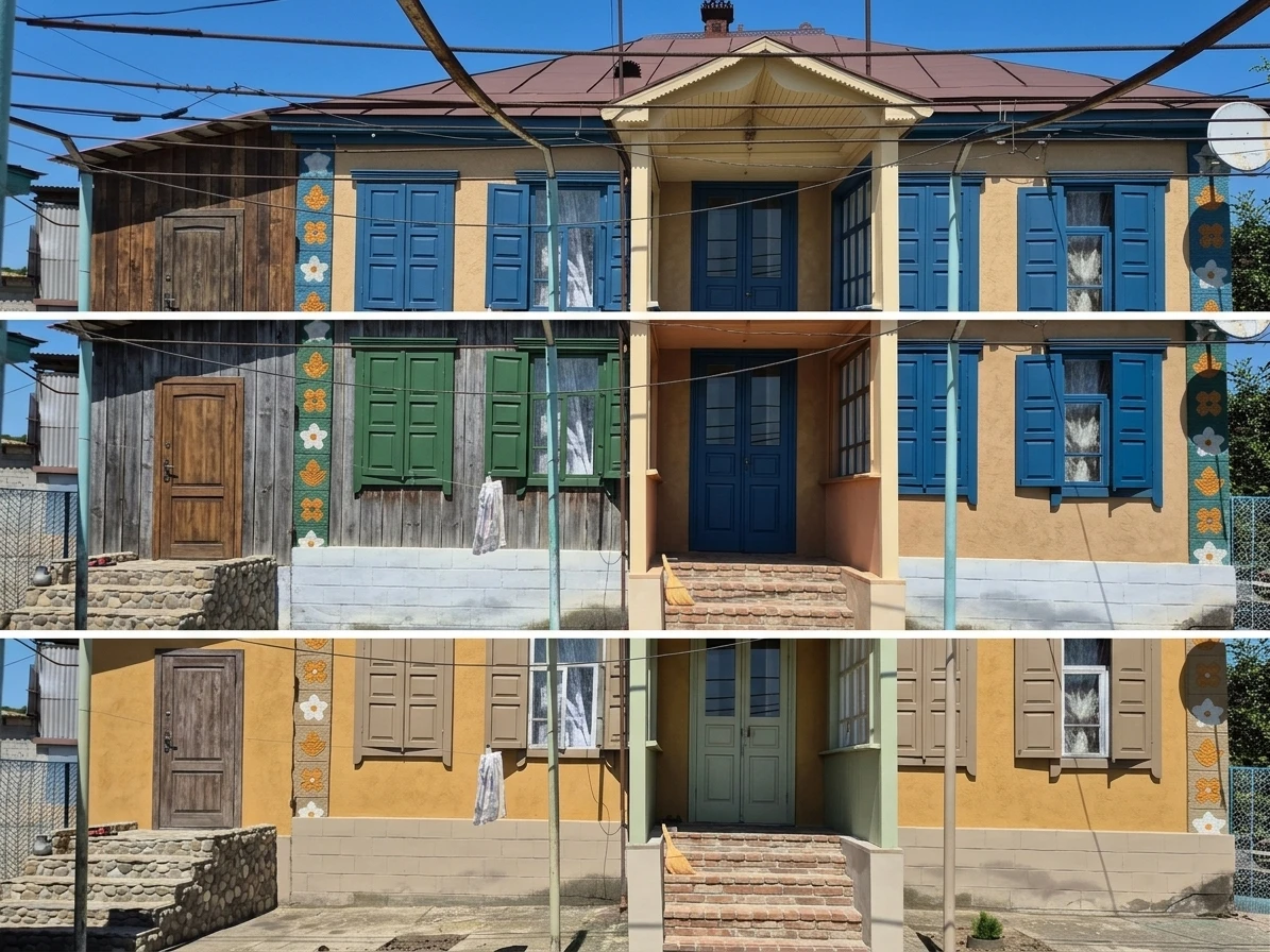 Дизайн фасада в стиле Деревенский — фото фасада от нейросети AI Facade