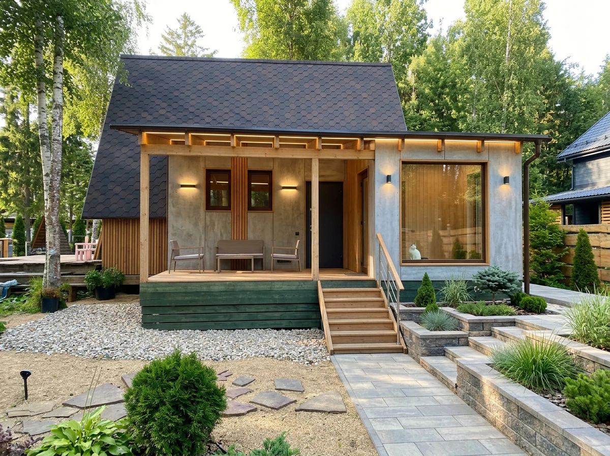 Дизайн фасада в стиле Контемпорари — Фасад от нейросети AI Facade