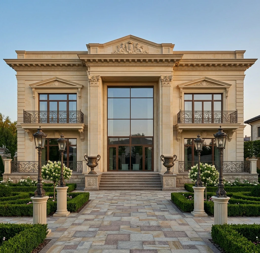 Дизайн фасада в стиле Классический — фото фасада от нейросети AI Facade