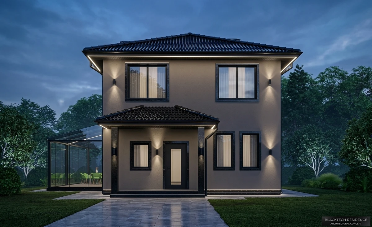 Дизайн фасада в стиле Блэктек — Фасад от нейросети AI Facade