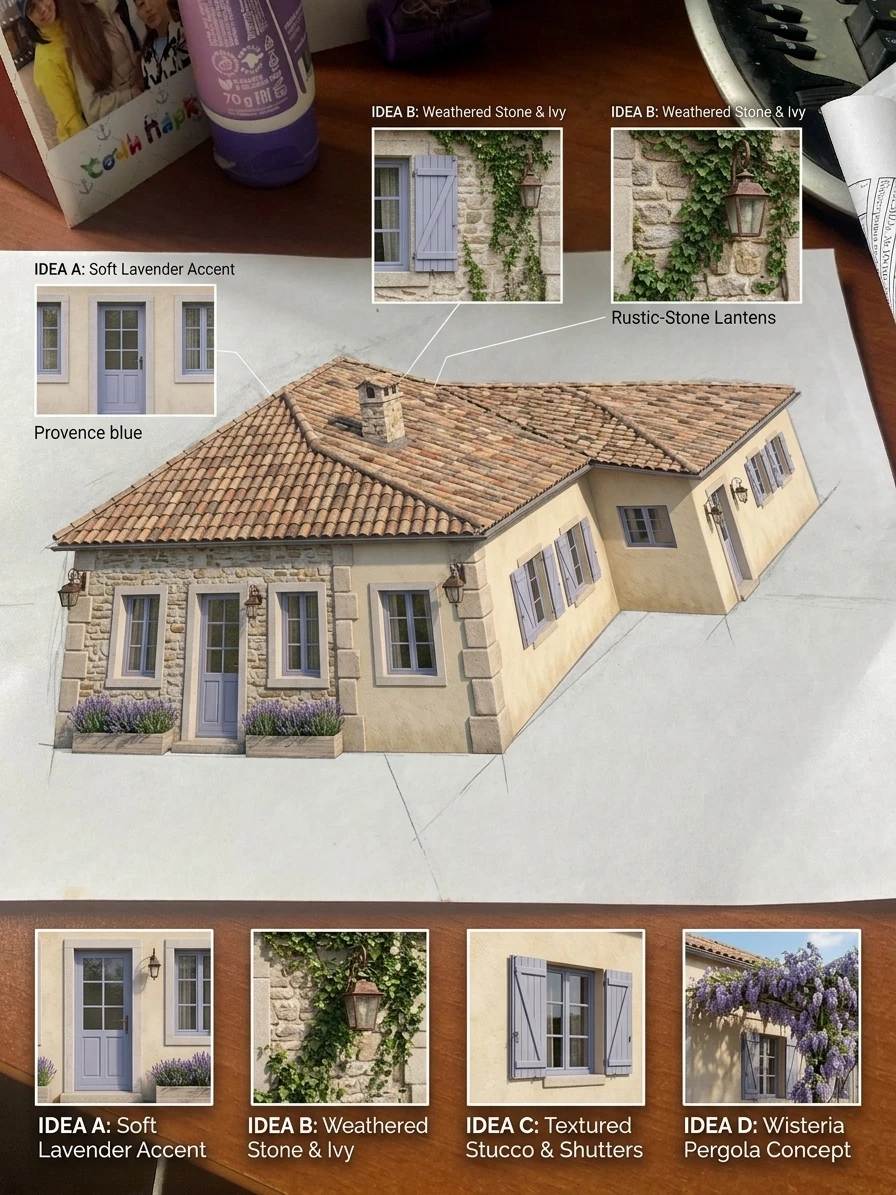 Дизайн фасада в стиле Прованс — Фасад от нейросети AI Facade