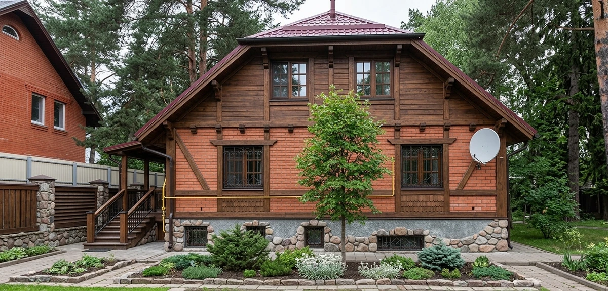 Дизайн фасада в стиле Шале — Фасад от нейросети AI Facade