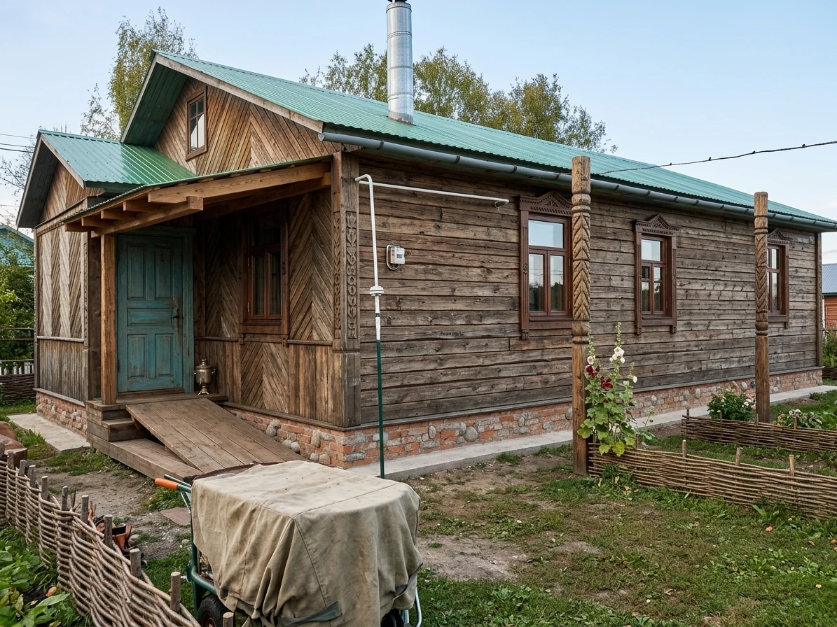 Дизайн фасада в стиле Деревенский — Фасад от нейросети AI Facade