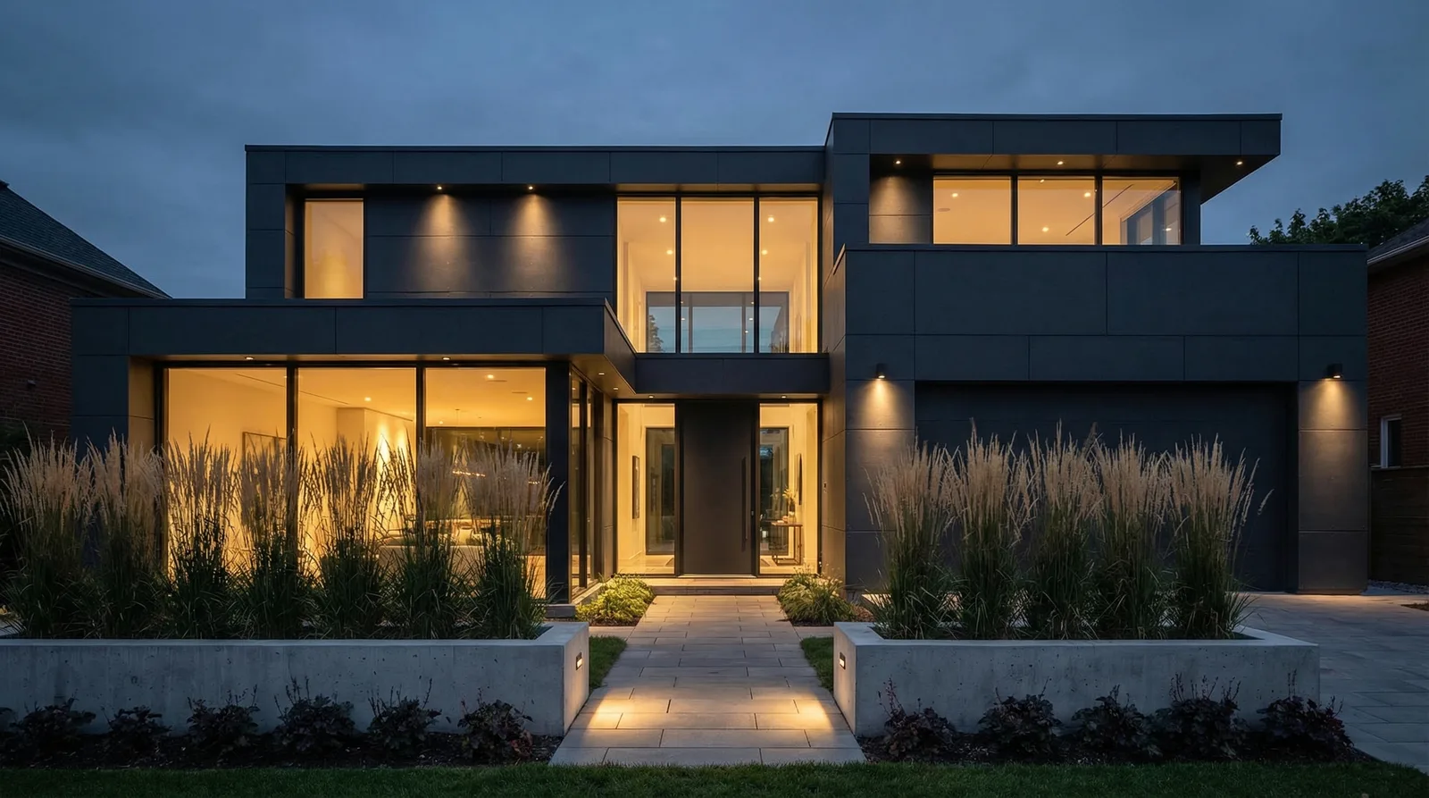 Тёмные фасады домов — модные цветовые решения 2026