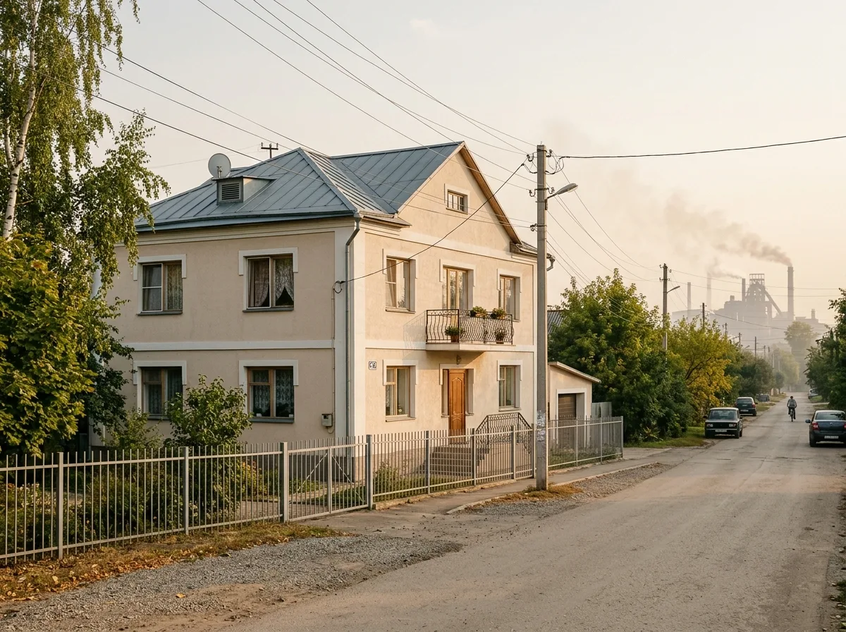 Поволжье — городская пыль и промышленная атмосфера Дом на жилой улице в промышленном городе Поволжья — фактор городской пыли для выбора фасада