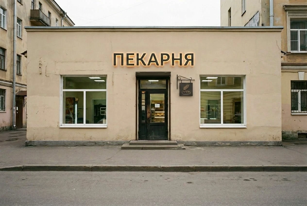 Тот же фасад с объёмными буквами и подсветкой — эскиз новой вывески на фото