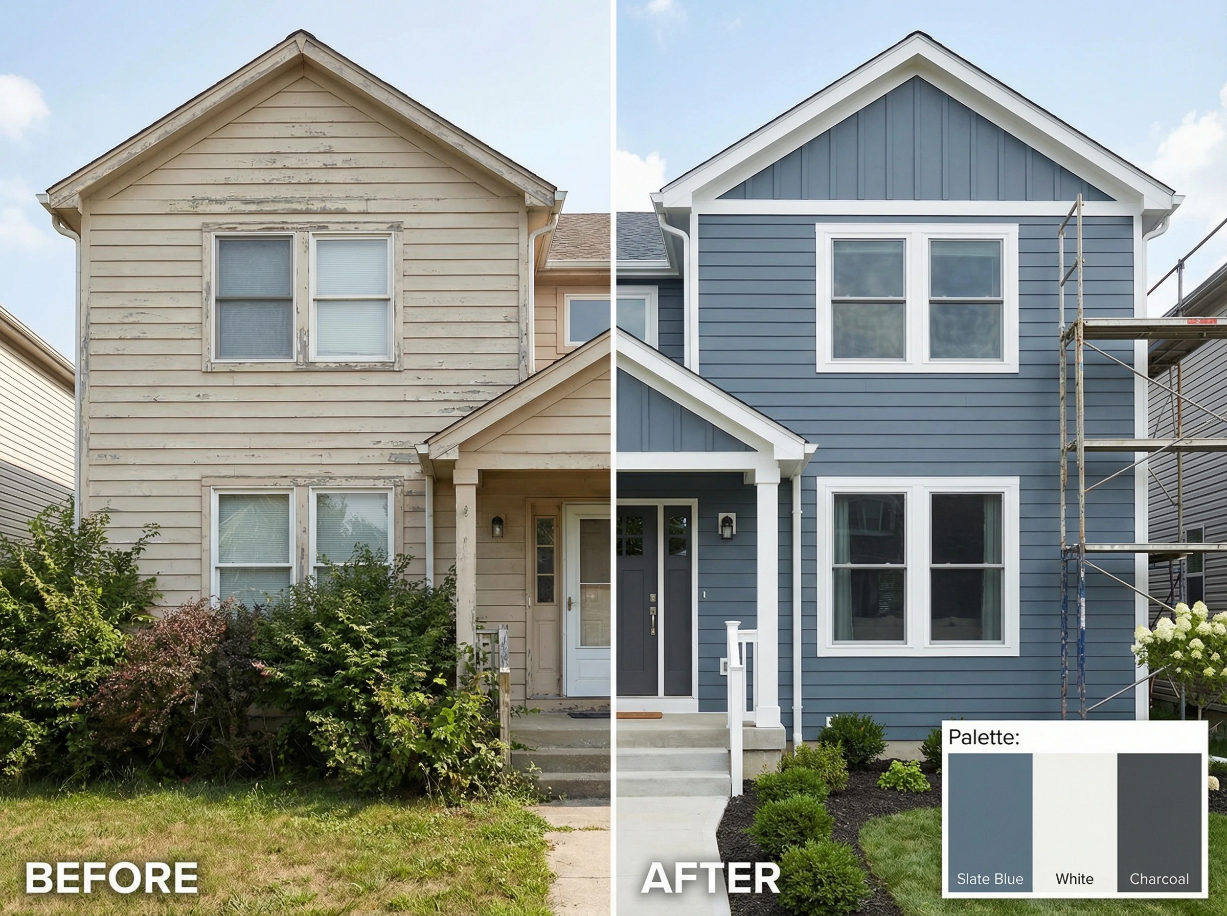 Подбор цвета покраски фасада дома с нейросетью AI Facade